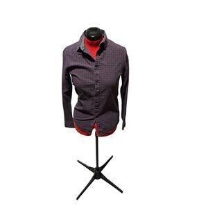 Candida gray and red slim fit long sleeve flannel top, size medium